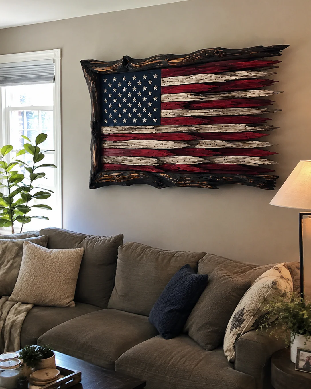 Handcrafted Wooden American Flag