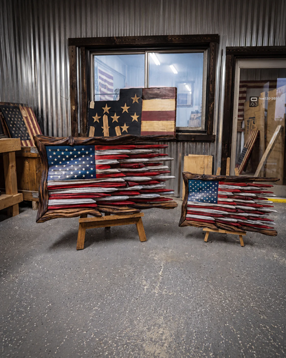 Handcrafted Wooden American Flag