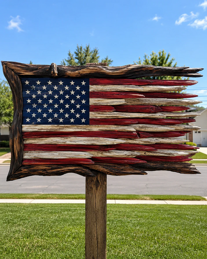 Handcrafted Wooden American Flag